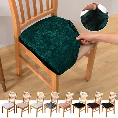 1-8 Pcs Stretch Velvet Dining Chair Covers Bar Stool Cover Seat Cushion Cover AU • $20.39