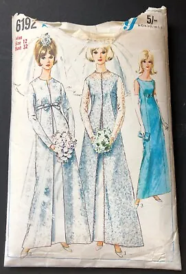 £3.50 • Buy Vintage Sewing Pattern Simplicity 6192 60s Wedding Evening Dress Cut Size 12