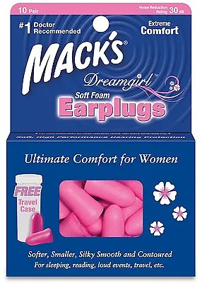 Mack's Foam Ear Plugs Dreamgirl Pink For Women W/ Case 30dB Reduction • $8.59