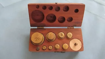 1900's Assayers Brass Gramme Weight Set & Wood Box Holder-100 To 2 Grammes Weigh • $9.99