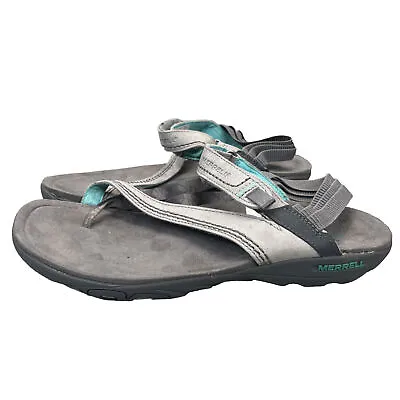 Merrell Mimosa Clove Drizzle Womens Size 10 Gray Aqua Thong Toe Sandals J57510 • $32.99