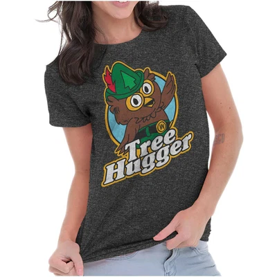 Tree Hugger Vintage Woodsy The Owl Nature Womens Short Sleeve Ladies T Shirt • £17.95
