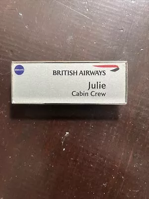 Vintage British Airways Cabin Crew Metal Name Badge - Speedmarque 70x25mm “Julie • £19.95