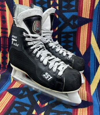 Vintage CCM Super Tacks 251 SL-5000 Black Hockey Ice Skates Size 8.5 • $69.99