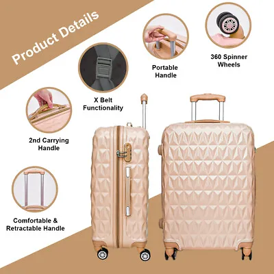 £39.99 • Buy 24  Medium Lightweight Suitcase 4 Wheel Luggage ABS Hard Shell Travel Trolley