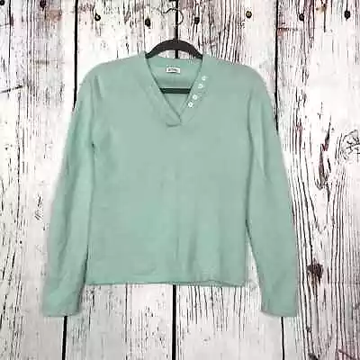 N. Peal 100% Cashmere Mint V-neck Long Sleeve Knit Sweater  • $85