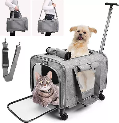 Pet Dog Carrier Wheels Stroller Outdoor Small Dogs Airline Approved Portable • $44.77