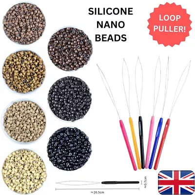 Nano Beads Micro Rings Silicone Lined Hair Extensions Wire Pulling Loop Puller# • £2.84