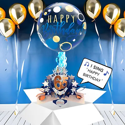 £29.99 • Buy 65th Birthday Pop Up Card & Musical Balloon Surprise Delivered In A Box For Him