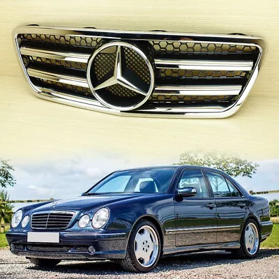 E-Class For M-Benz W210 Facelift 2000-2002 Shiny Black & Chrome Front Grille • $189