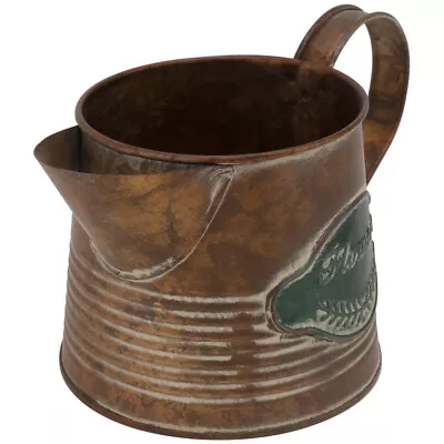 Rustic Metal Vase Pitcher Can Jug Vintage Farmhouse Flower Container • £10.45