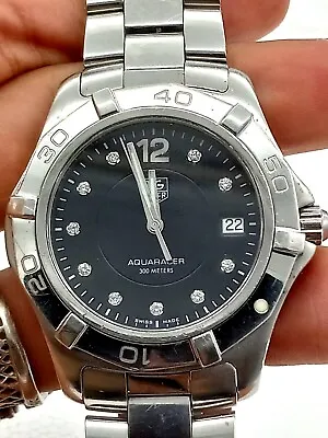 Tag Heuer Aquaracer WAF1110 Diamond Dial Men's Watch Pre-owned! Works! • $1500