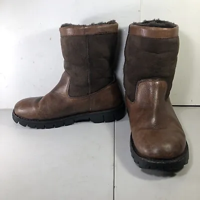 UGG Australia Beacon Pull On Shearling Ankle Boot Brown Leather 5485 Mens 9 • $49.99