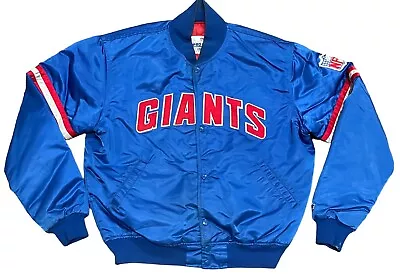 VINTAGE New York Giants Football Jacket Mens Large Blue Starter Satin NFL USA • $75