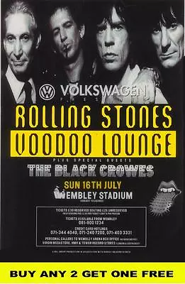 THE ROLLING STONES 1995 Voodoo Lounge Laminated Tour Poster • $15.95