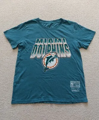 NFL Miami Dolphins T-shirt Men's Size Medium Blue Crew Neck Throwback Sports Tee • £12.50