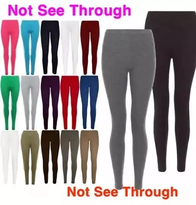 1x GIRLS KIDS CHILDREN PLAIN COTTON FULL LENGTH LEGGINGS  AGE 1-13 BLACK COLOURS • £3.49