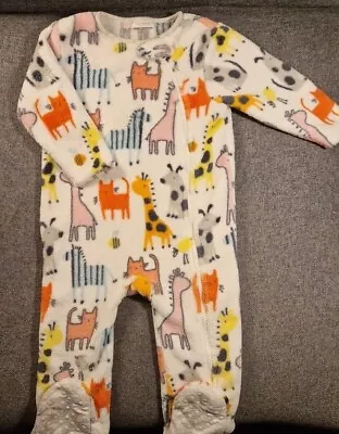 Next Unisex Fleece Sleepsuit 9-12 Months Zip Up Animal Babygrow Dog Cat (260) • £4.50