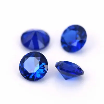 Spinel Sapphire Round Brilliant Cut Cubic Zirconia Loose Gems - Various Sizes • £3.72