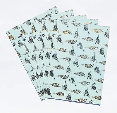 5 X A4 Kanban Foiled Pearl Green Card 'Gold Birds' 300gsm - Just 25p Each (96) • £1.25