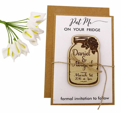 20 Custom Engraved Wooden Magnet Rustic Wedding Save The Date Wooden-7Dy • $81.39