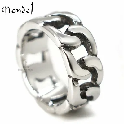 MENDEL Mens Biker Miami Cuban Link Ring Band For Men Stainless Steel Size 7-15 • $10.99