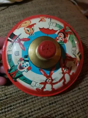 Vintage Old Tin Litho Spinning Top J. Chein Clowns Circus WORKS • $20