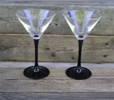 Luminarc France Liqueur Cocktail Martini Glasses X 2 *Domino Signature Black • $20