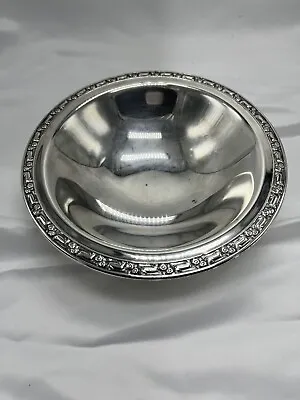 Vintage Silver Plate Footed Candy/Nut Dish 7 Inch Floral Rim • $8