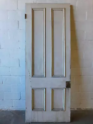 1800's Antique ENTRY DOOR Original ITALIANATE Style Four Panel Tall White ORNATE • $294.95