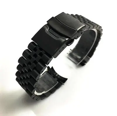 Black Metal Steel Jubilee Bracelet Curved End Replacement Watch Band #7002 • $24.95