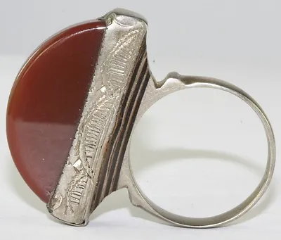 Vtg Antique Middle Eastern Low Grade 800 Silver Carnelian Bold Ring Size 11 • $225