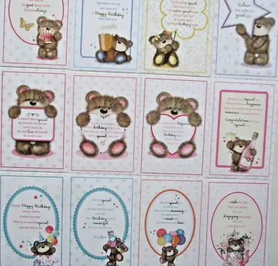 12x Kanban A6 Card Topper Sheets - Cute Bear Sentiments - Birthday - Special Day • £1.65