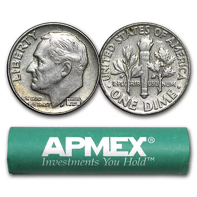 90% Silver Roosevelt Dimes 50-Coin Roll Avg Circ • $107.71