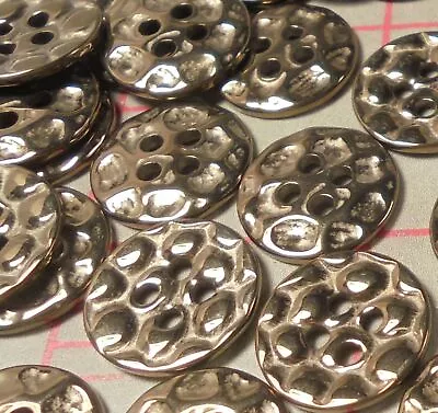 10 Medium Metal Buttons Bronze Bubble Pebble Look Reversible 7/8  21.5mm 4 Hole • $5.50