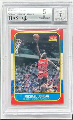 1986-87 Fleer Michael Jordan Signed Rookie RC #57 BGS 5 EX W/BGS 7 Sticker Auto • $3650