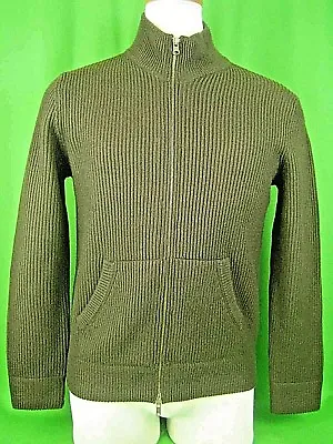 VINCE Brown Wool Ribbed Knit NEW Zip Front Cardigan Sweater M $ 325  • $149