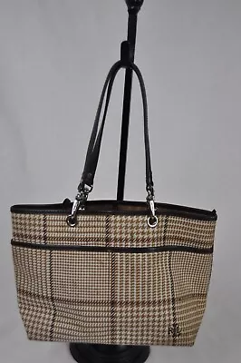 Ralph Lauren Small Brown Plaid Houndstooth Handbag Double Straps • $24