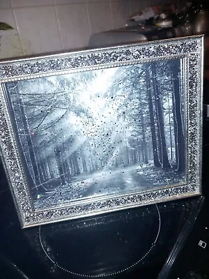 Automat TREE CRUSHED 3D CRYSTAL DIAMOND PICTURE FRAME WALL LIQUID ART GLITTER 3D • £22