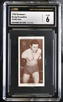 1938 Churchman's Boxing Personalities #3 MAX BAER CSG 6 EX-NM (A) • $69