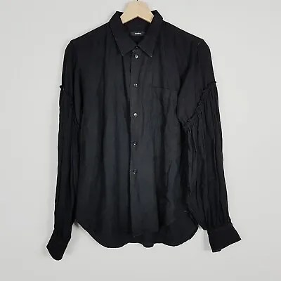 BASSIKE Womens Size 0 Or XS / 6 Black Linen Long Sleeve Button Up Shirt • $120