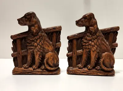 Vintage Syroco Wood English Setter/Golden Retriever Bookends • $24