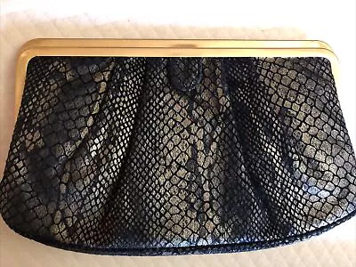 Maxx New York Black & Gold Textured Hand Bag Purse Clutch Magnet Closure • $12.50