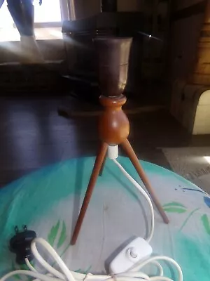 Mid Century Danish Modern Teak Tripod Table Lamp • $19.99