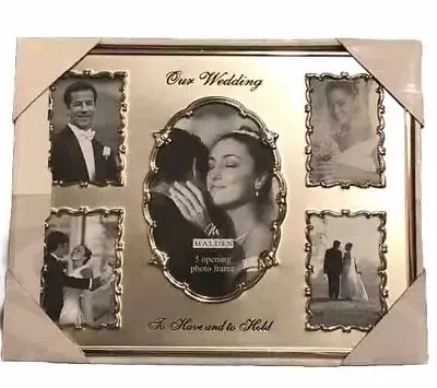 Malden Our Wedding Picture Designs Five Opening Photo Frame Silver Elegant New • $23.90