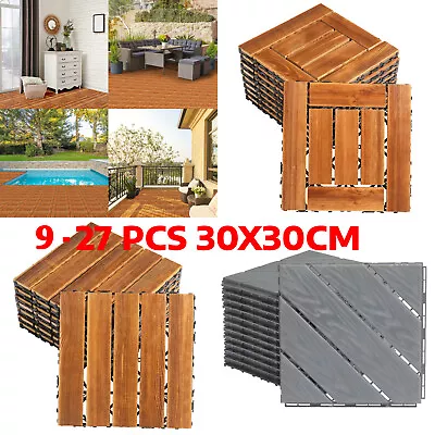 27pcs Decking Tiles- 12x12in Interlocking Flooring Tiles For Patio Garden Deck • £19.90