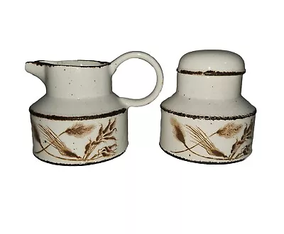 Midwinter Wild Oats Sugar Jar W/ Lid & Milk Jug Set Made In England Circa 1977 • $21