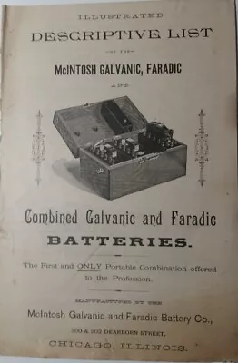 C1885 Illustrated Catalog McIntosh Galvanic Faradic Batteries Quackery Chicago • $85