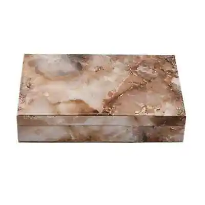 Jewelry Box Light Brown Marble Pattern Faux Leather With Anti Tarnish Lining • $20.99