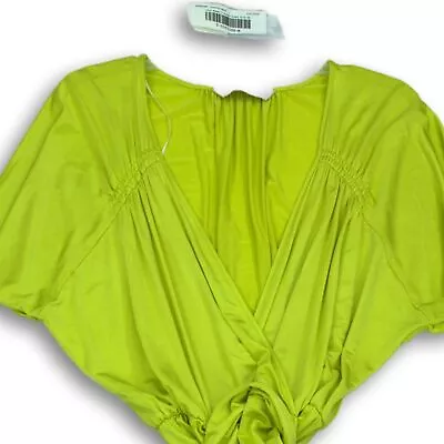 Zara Womens Green Short Dolman Sleeve V Neck Belted Short Wrap Dress Size XS • $12.34